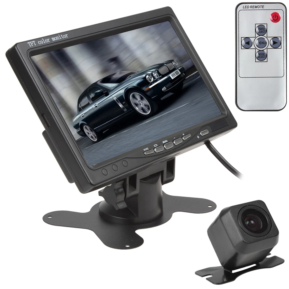 7 дюймов TFT ЖК-дисплей экран 2 видео вход автомобильный монитор заднего вида+ E313 420 ТВ линии 170 градусов обратная резервная автомобильная камера