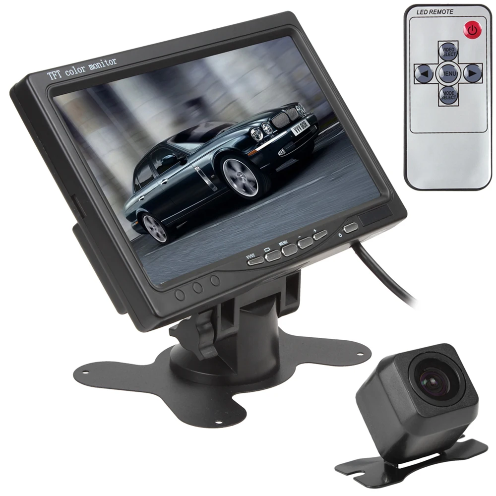 

7 Inch TFT LCD Display Screen 2 Video Input Car Rear View Monitor + E313 420 TV Lines 170 Degree Reverse Backup Car Camera