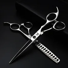 Profissional tesoura de cabeleireiro 6 polegada tesoura de corte de cabelo e desbaste tesoura barbearia conjunto de ferramentas de cabeleireiro(China)