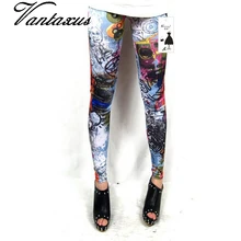 Женская татуировка леггинсы с граффити милое ангельское печатных леггинсы весна осень узкие брюки леди с эластичной резинкой на талии, узкие леггинсы