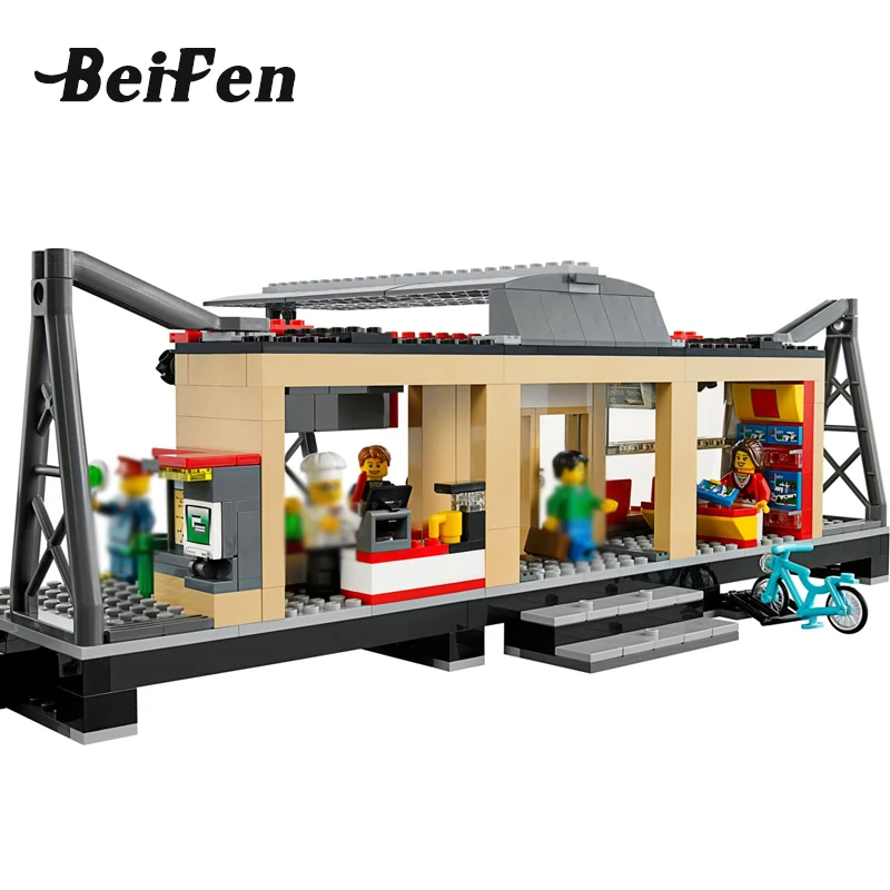 

lepine Building Blocks 60050 City Train Station Bricks Railway Platform Set Model LegoINGlys Building Toys Children lepine 02015