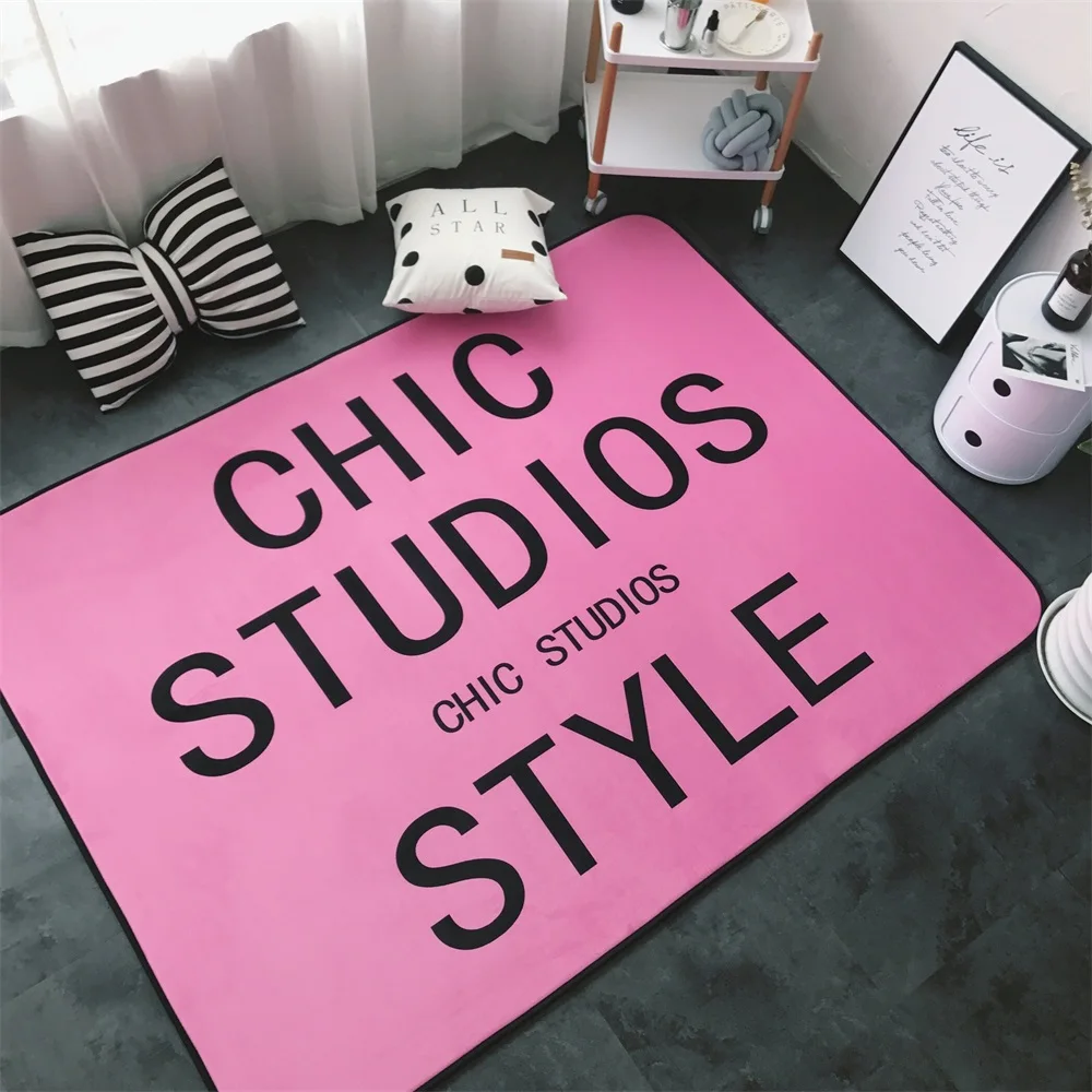 Fashion Chic Rosa Grosse Schwarz Worter Wohnzimmer Schlafzimmer Dekorative Teppich Bereich Teppich Badezimmer Boden Tur Yoga Baby Spielen Spiel Matte Carpets Area Rugs Area Rugfashion Carpets Aliexpress