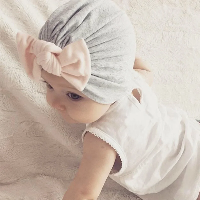 

2019 spring summer kids turban bow Hat baby cottonCaps Boy Girls Princess Children's Hats Baby Beanie Hats accessories