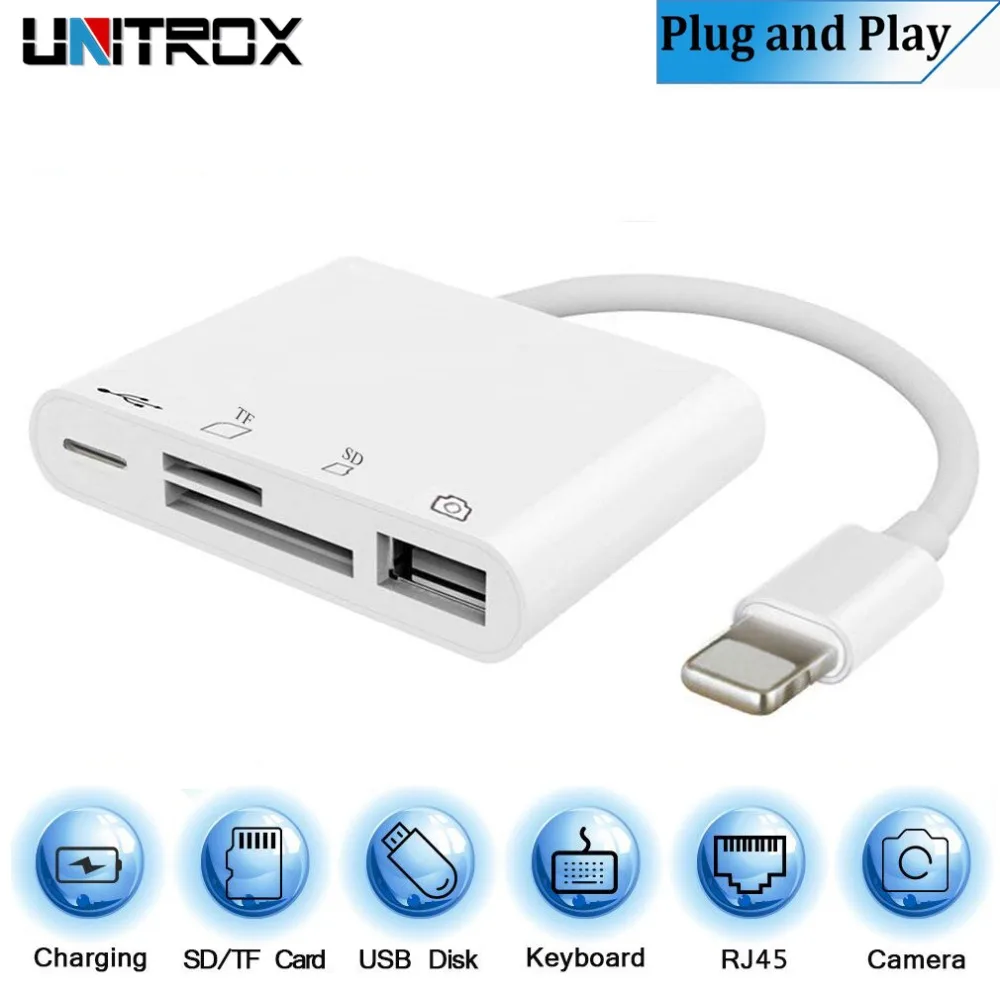 

4 In 1 For Lightning To USB Camera Reader Adapter OTG Cable SD TF Card Camera Connection Kits For iPhone X 8 8Plus For iPad Air