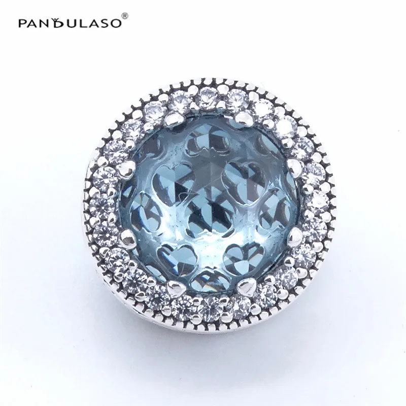 

Pandulaso Glacier Blue Radiant Hearts Bead 925 Sterling Silver Jewelry beads DIY Making Fit Silver Charm Bracelet & Necklace