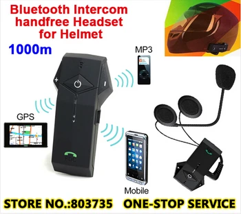 

(1set)1000 Meters FM Radio Bluetooth Intercom Waterproof Motorcycle&Ski Helmet Headsets Hand Phone Support Brand NFC COLO
