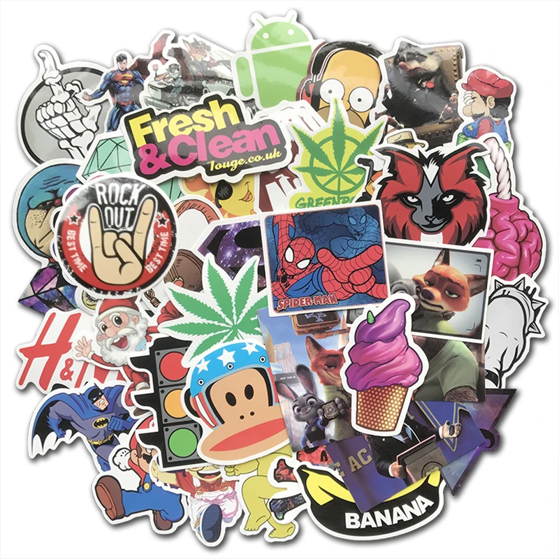 100Pcs/Lot Fashion Tide Brand Cool Stickers For Skateboard Luggage Motorcycle Laptop Car Styling Graffiti Sticker Bomb JDM Decal