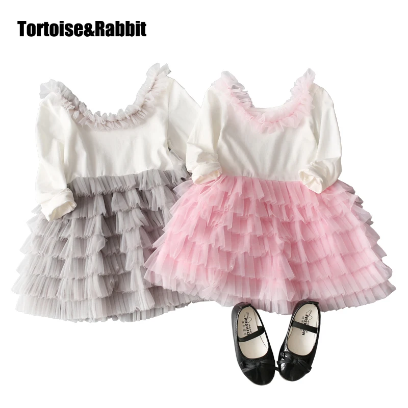 Summer TuTu Lace Dress For Girls Party Dresses Children Clothes Princess Girls Wedding Vestido Long Sleeves Clothing For 2-8 Y kids girls dresses for party and wedding 2016 summer lace flowers princess dress for girls clothes vestido pink yellow green