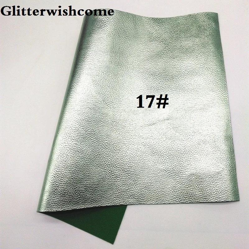 Glitterwishcome 21X29 см A4 Размер синтетическая кожа, металлическая кожа, личи зерна искусственная из искусственной кожи Ткань Винил для бантов, GM030A - Цвет: 17