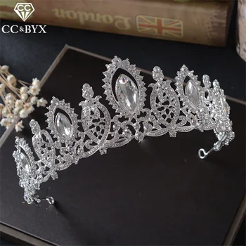 

CC Tiaras And Crwons Hairbands Baroque Engagement Wedding Hair Accessories For Bride Jewelry Water Drop Simple CZ Stone HG839
