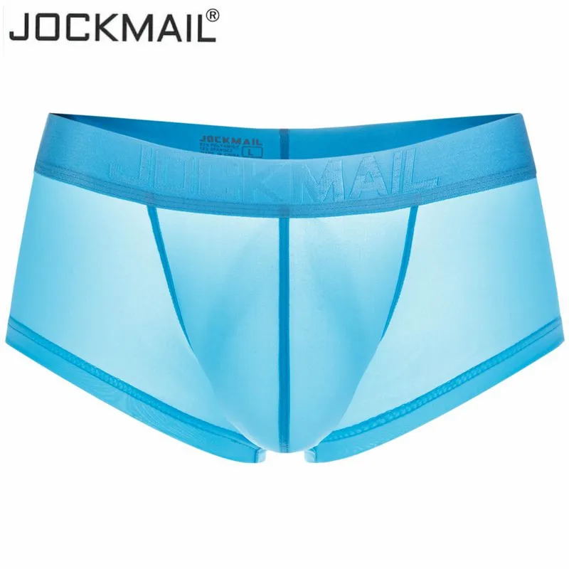 JOCKMAIL, новинка, прозрачное сексуальное мужское нижнее белье, боксеры, шорты, мужские трусы, ледяной шелк, гей, мужские трусы, трусы, cuecas, Гей Нижнее белье