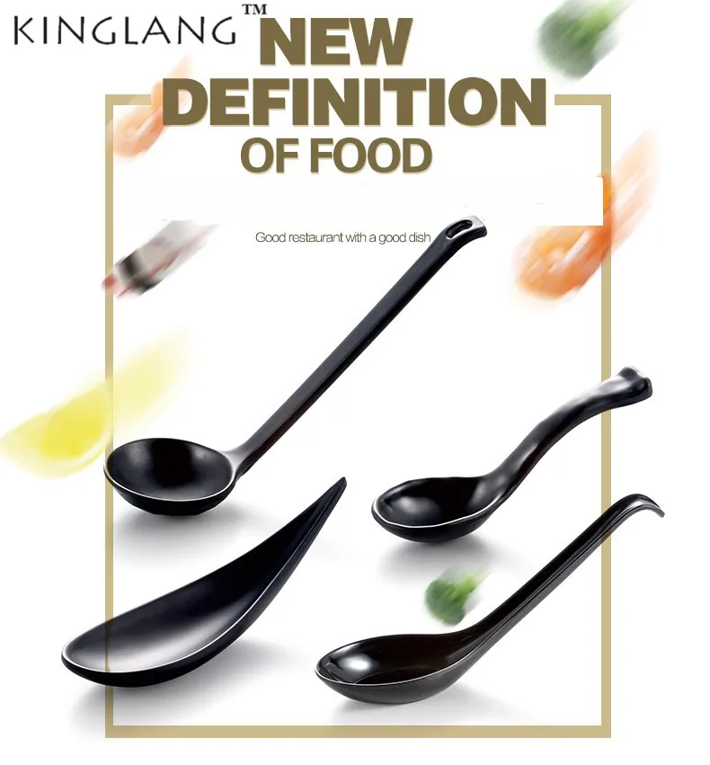 

Kinglang Free Shipping Black Spoon scoop Japanese ladle Scoop hotel Hotel spoon plastic soup spoon children safe spoon