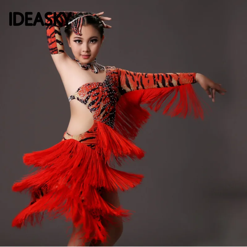 Latin Dance Dress Salsa Ballroom Dance Competition Fringe Tassel Dress Costume