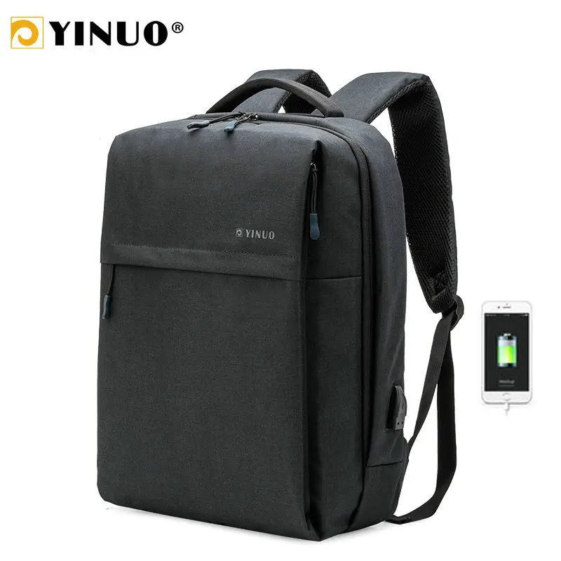 Многофункциональный мужской рюкзак YINUO с USB-зарядкой для ноутбука 14 дюймов 15
