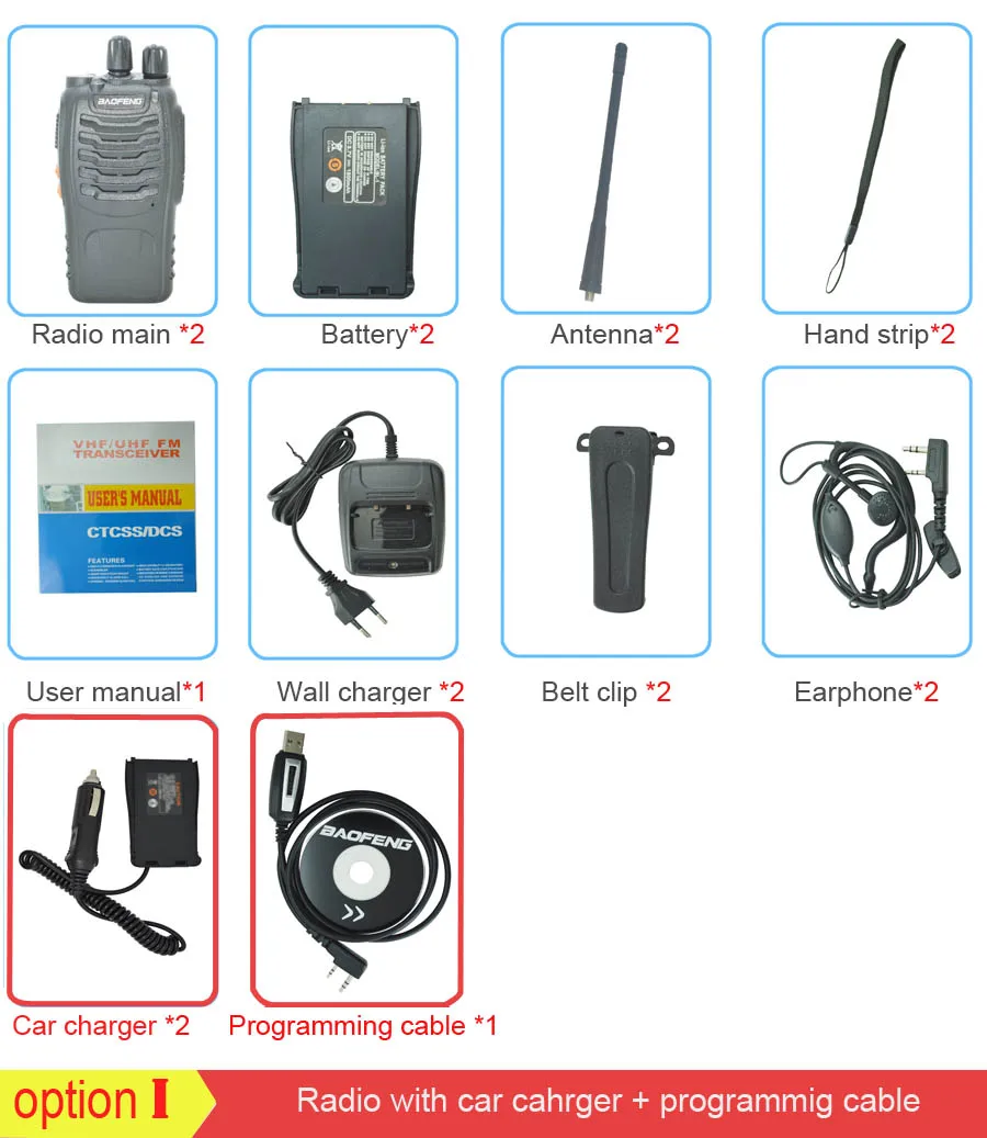 procable carcharger 2 шт./компл. baofeng BF-888S рация портативное радио BF888s 5 Вт 16CH UHF 400-470 МГц BF 888 S коммуникатор передатчик трансивер - Цвет: procable carcharger