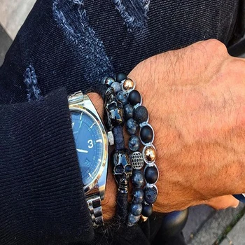 

Mcllroy beaded bracelets men round natural stone beads bracelet charms bracelets & bangles trendy couple jewelry erkek bileklik
