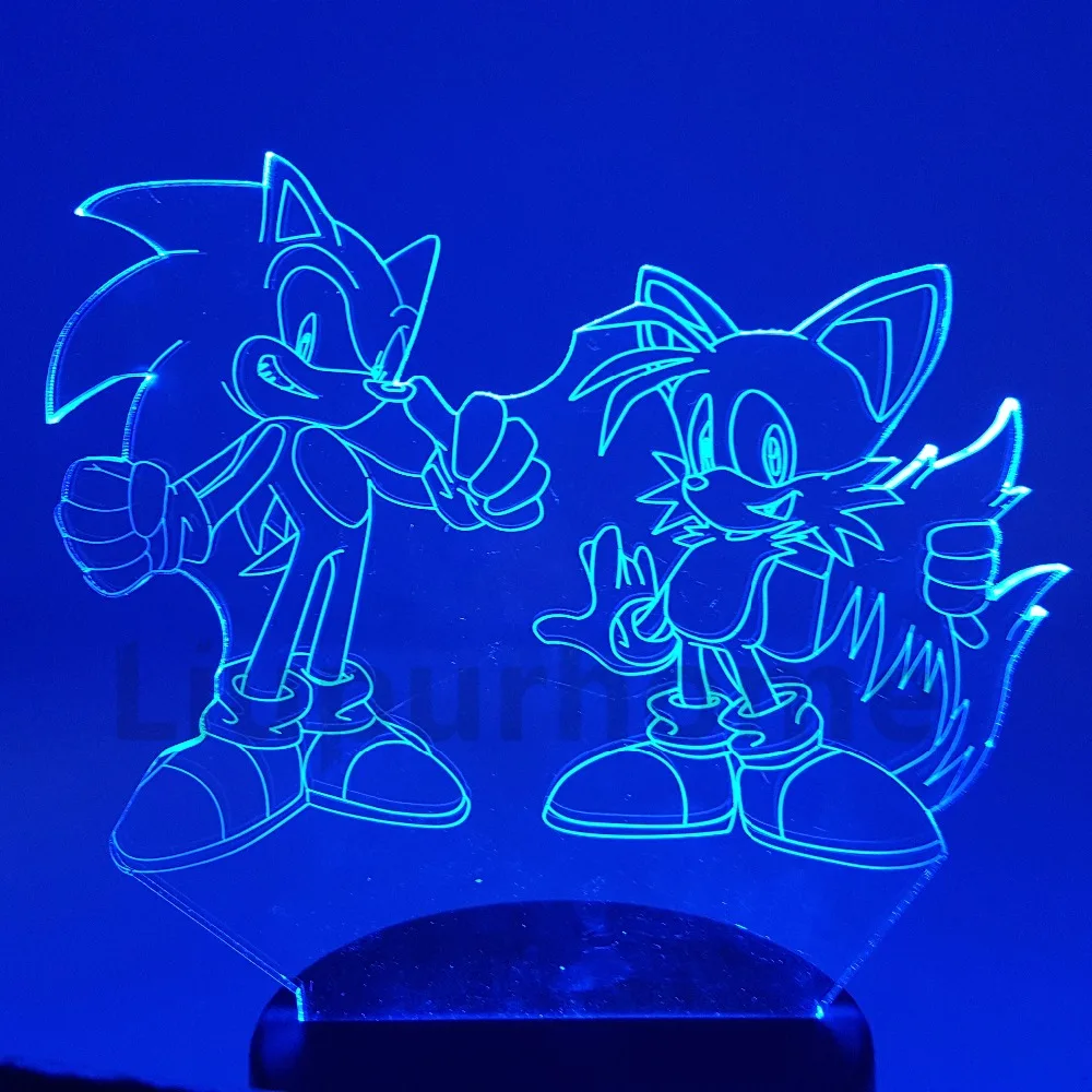 Ночной светильник Sonic The Hedgehog 3D иллюзия настольная лампа ежик Miles Prower изменяющий