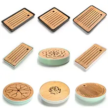Ceramics Bamboo Tea tray Drainage Water storage Kung Fu Tea set room Board table Chinese tea cup ceremony tools Tea Set