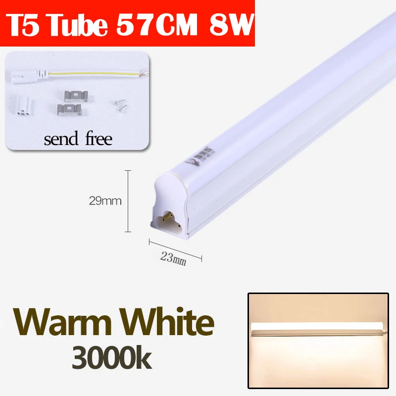 T5 T8 Led Tube Light 220V Lamp Switch Cable EU Standard Connector Cable for Integrated Tube Light Adapter Wall Lamp Home Light - Испускаемый цвет: T5 Warm White 60cm