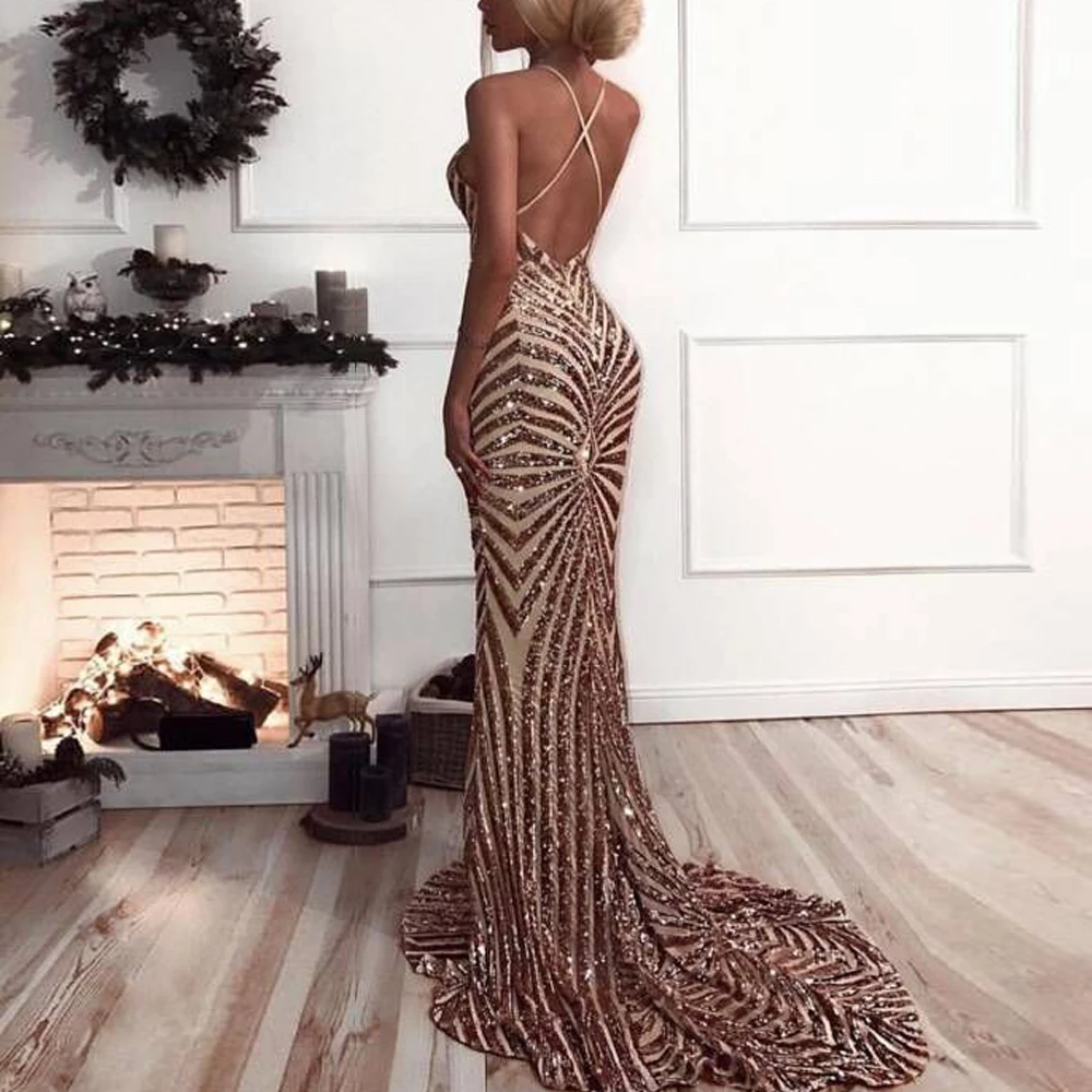 Najtaniej Missord 2019 Sexy v neck eleganckie w paski Backless kobiety sukienki cekiny Bodycon Maxi Party odblaskowa sukienka Vestidos FT8928