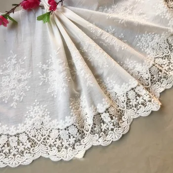 

3Y-10Yards/lot Width 36cm White Beige 100%Cotton Cloth Embroidered Diy Lace Trim Hollow Lace Fabrics Clothing Accessories