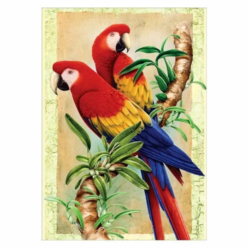 Branch Red Parrot Bird DIY 5D Round Diamond Painting Embroidery Cross Stitch Kits Home Decor Art Craft Animal Full Drill | Дом и сад