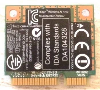 

Wireless Adapter Card for Killer Bigfoot Wireless-N 1202 AR5B22 N1202 Mini PCI Express Dual Band WLAN Bluetooth