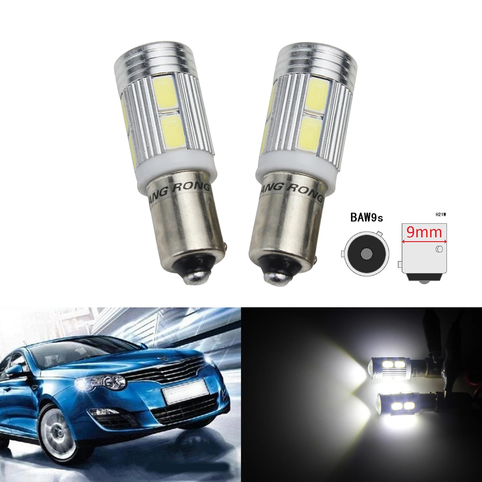 

ANGRONG HY21W BAW9s 12146 64137L 10 SMD LED Indicator Turn Signal Reverse Parking Light