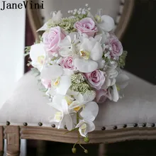 JaneVini водопад искусственный фаленопсис Свадебные цветы Букеты для невесты капельки винтажные Розовые Свадебные Свадебный букет