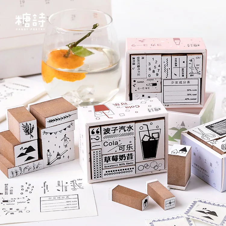 

Kawaii Hand Book's Stationery/field's life wooden seal stamp wood and rubber seal log rubber stamp decorative planner dairy book
