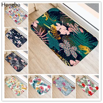 

Hongbo Front Door Mats Tropical Floral Plant Printed Anti-Slip Mat Living Room Bedroom Bathroom Kitchen Floor Mat Outdoor Rugs