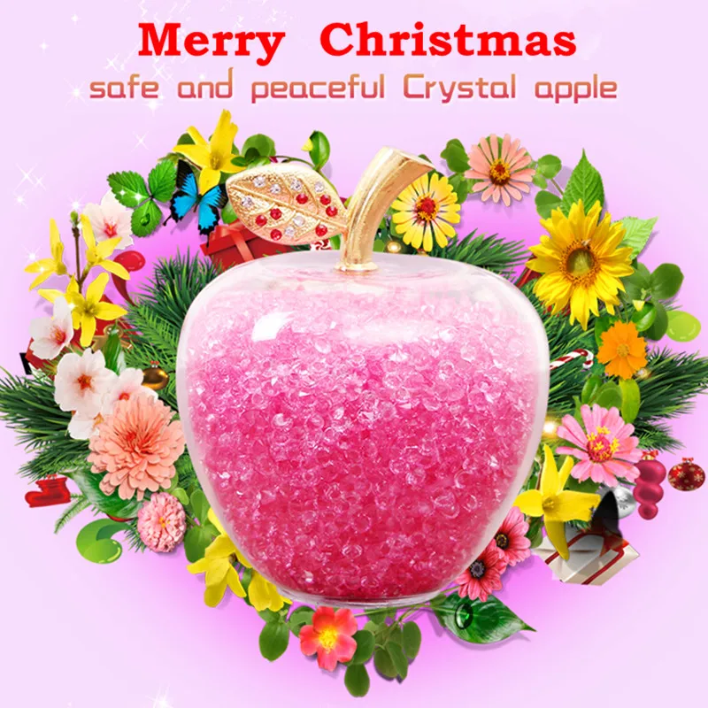 Рождественские подарки Хрустальное яблоко миниатюрное с цветной начинкой роскошное стекло рождественское яблоко ремесла украшение дома аксессуары