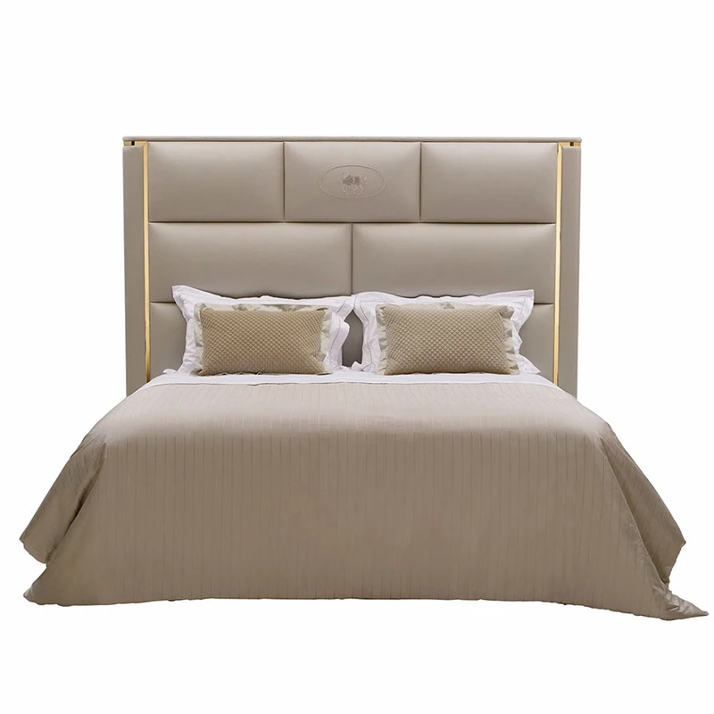 

Luxury custom king size genuine leather bed sets