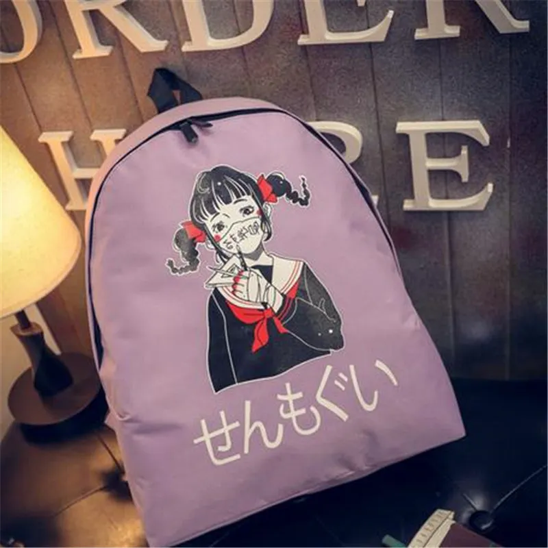 PACGOTH 2017 Japanese and Korean Style Nylon Cartoon Printing Backpacks
