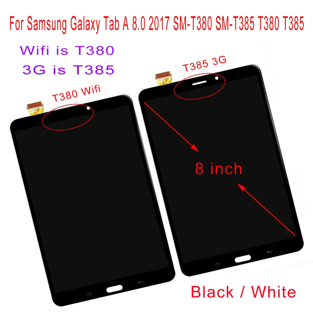 Touch Screen Digitizer Replace For Black Samsung Galaxy Tab A 8.0 2017 T385 T380
