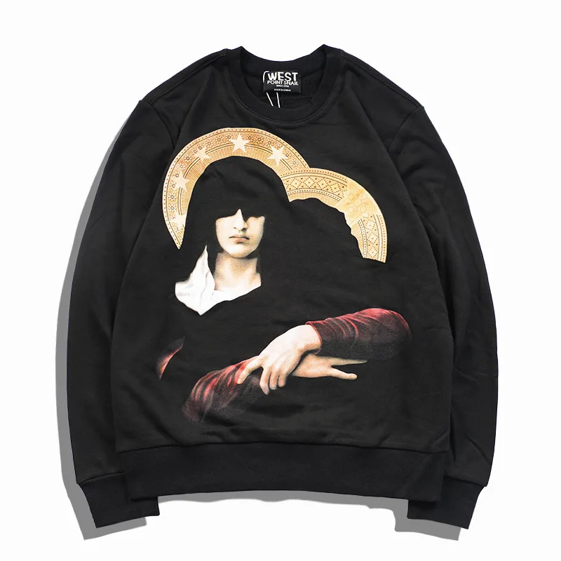 

New 19ss luxury High Men Virgin Mary star gentleman Hoodies Hoody hooded Sweatshirts velvet Cotton Drake Thicken Fleece #E25