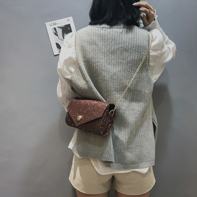 

Women Sequins Chain Shoulder Bag Mini Hasp Crossbody Bag Party Travel Handbag LBY2018