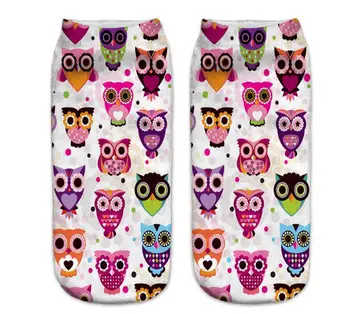 

Wholesale! Owl funny socks Hot Sale 3D Printed women socks low cut ankle short socks