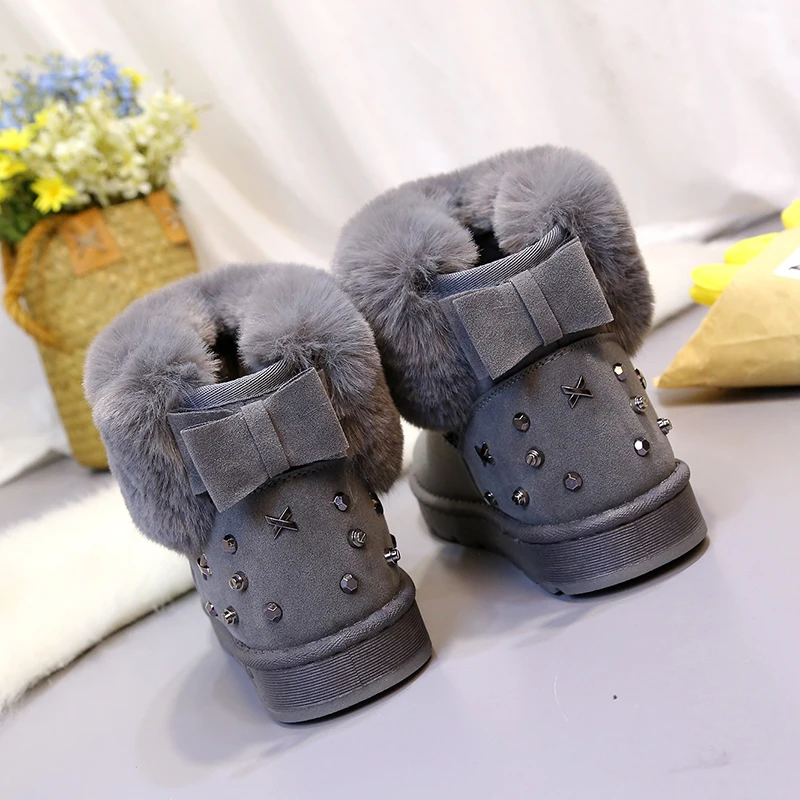 Style Fashion Thick Fur Women Snow Boots Round Toe Waterproof Female Flat High Top Winter Boots Sewing Snow