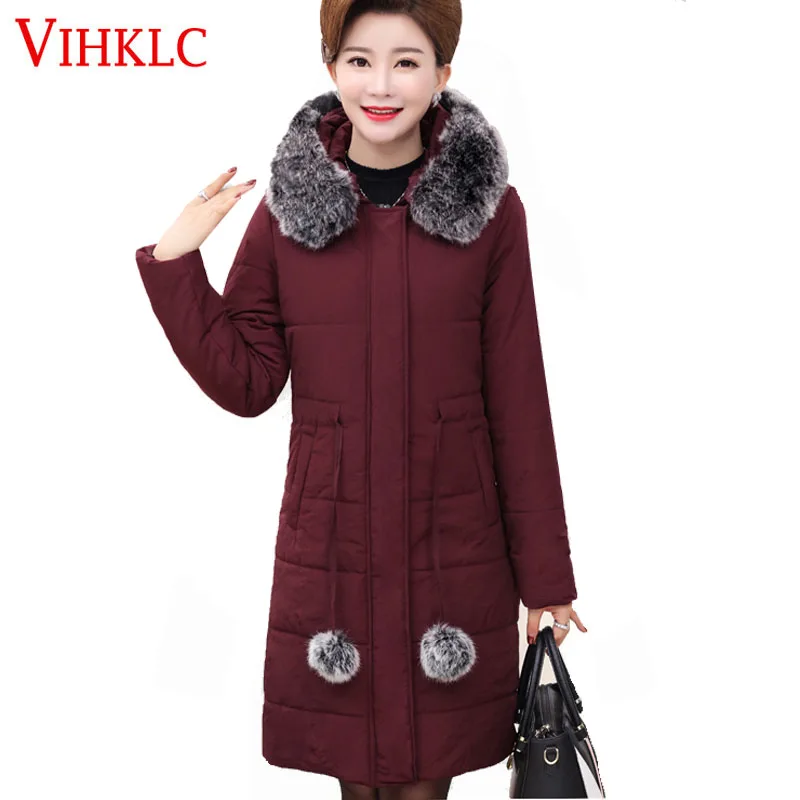 4xl Fourrure Col Coton 1 Haute Qualité 2 Femme De Femelle Hiver Outwear Parka Épaissir Veste Mères Chaude D'âge H632 Moyen Manteau 2017 Long w0xq7PwX