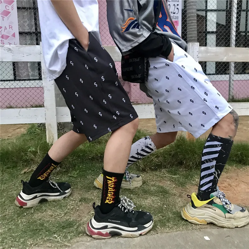 Harajuku стиль для женщин шорты для ретро доллар печати унисекс шорты повседневное летняя спортивная одежда мода