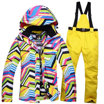 

New Women Ski Jacket+Pants Outdoor Sport Wear Snowboard Skiing Suit Windproof Waterproof Super Warm Thicken Thermal Suit Set HOT