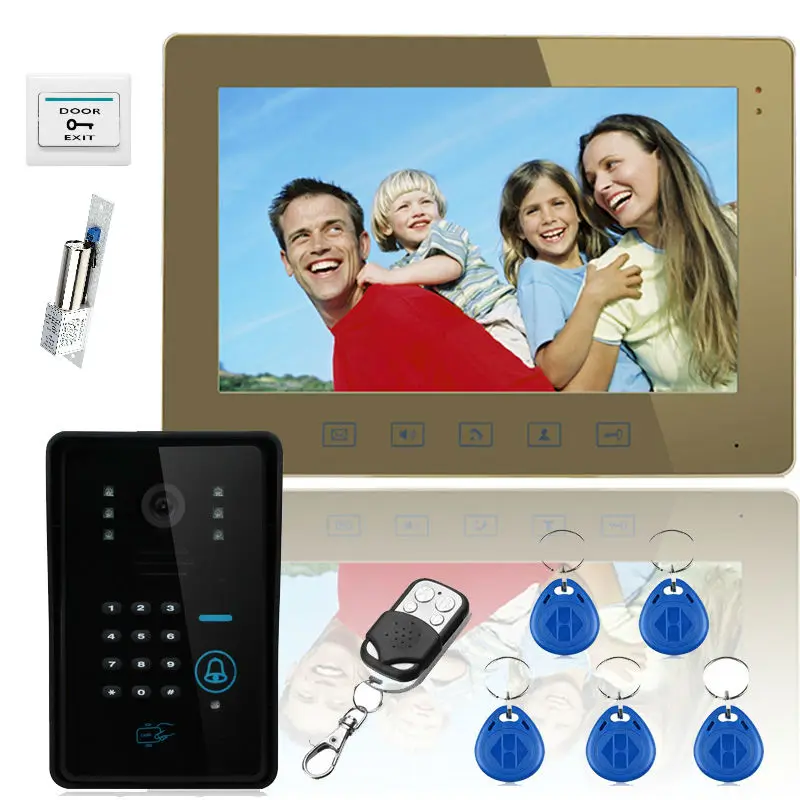 

YobangSecurity Touch Key 10" Video Door Phone Intercom System 1 RFID Keypad Code Camera 1 Monitor With Electronic Door Lock