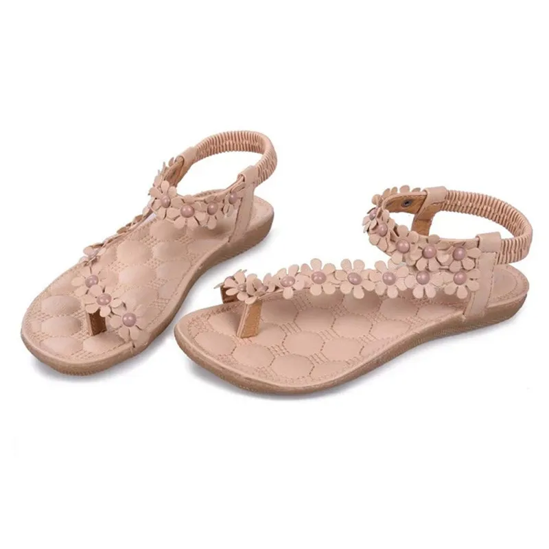 SAGACE женские модные милые летние богемные милые сандалии с бусинами на ремешке сандалии пляжная обувь елочка сандалии обувь