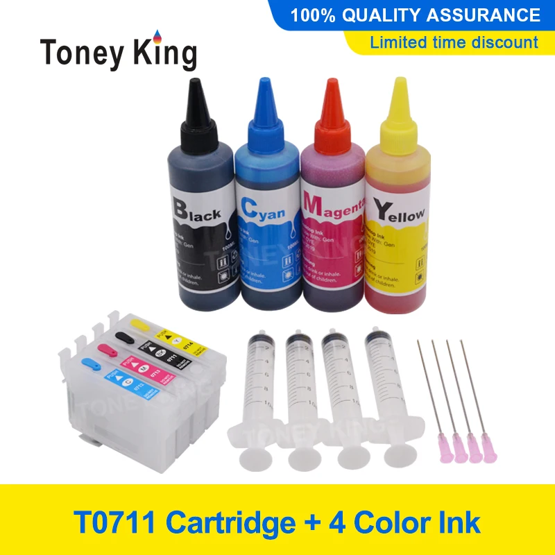 Чернильный картридж T0711 для Epson Stylus D78 D92 DX7000F DX5000 DX4050 DX4000 DX5050 DX6000 4 цвета 100 мл |