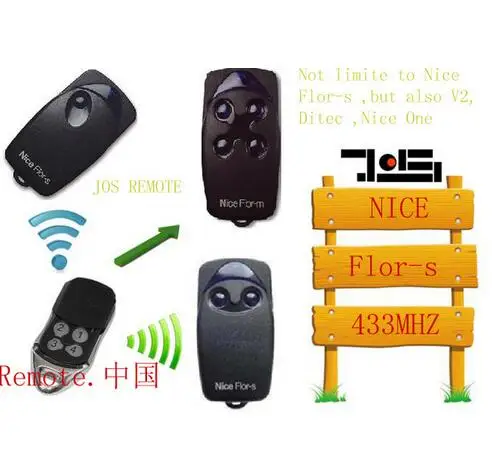 high quality duplicator 433.92mhz Nice Flor-s rolling code garage door replacement l remote control nice flor s rolling code replacement garage door remote control 433 mhz free shipping