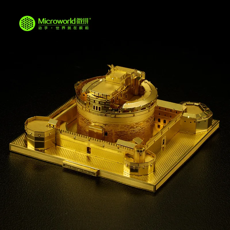 

MICROWORLD Famous Building Saint Angel Castle 3D Metal Puzzle Adult Collection Gold and Silver Handmade Model Gifts