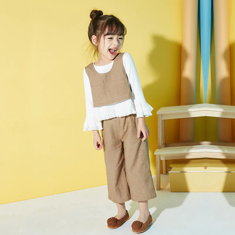 Korean Kids Girls Clothing Autumn Children Clothes Suit White Flare ...