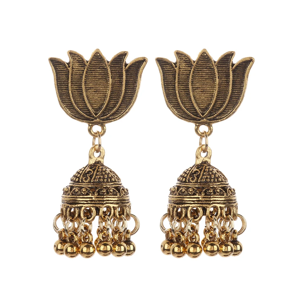 

Ethnic Style Indian Peacock Drop Dangle Earrings Antique Bohemian Lotus Beads Tassel Earrings Gypsy Women Beach Party Jewelry