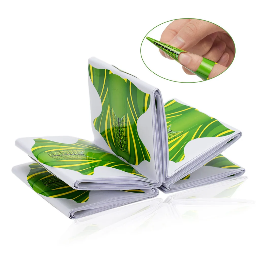 100PCS Nail Art Tips Extension Forms Guide French Decals Acrylic UV Gel Kit for Nail Art Practitioners Trainers Beginners